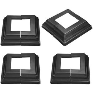 uxcell 4Pcs Post Base Cover, 5"x4.75" (Internal Size 2.38"x2.38") PVC Split Style Post Skirt, Porch Column Wrap for Post Fence Deck Cable Railing Baluster Stair Rails, Black