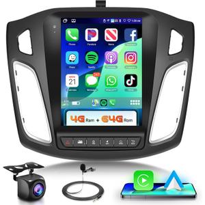 [Android 15] 4G+64G Car Radio Stereo for Ford Focus 2012-2018, Wireless CarPlay Android Auto,9.7 Inch IPS Touch Screen GPS Head Unit WiFi Bluetooth DSP Audio USB Dual Mic HD Rear Camera
