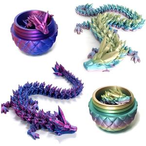 Easter 3D Printed Dragon Egg, Crystal Dragon Eggs with Dragon Inside, Fidget Toys for Adult, Full Articulated Dragon Egg Surprise Gifts for Home Office Desk Decoration