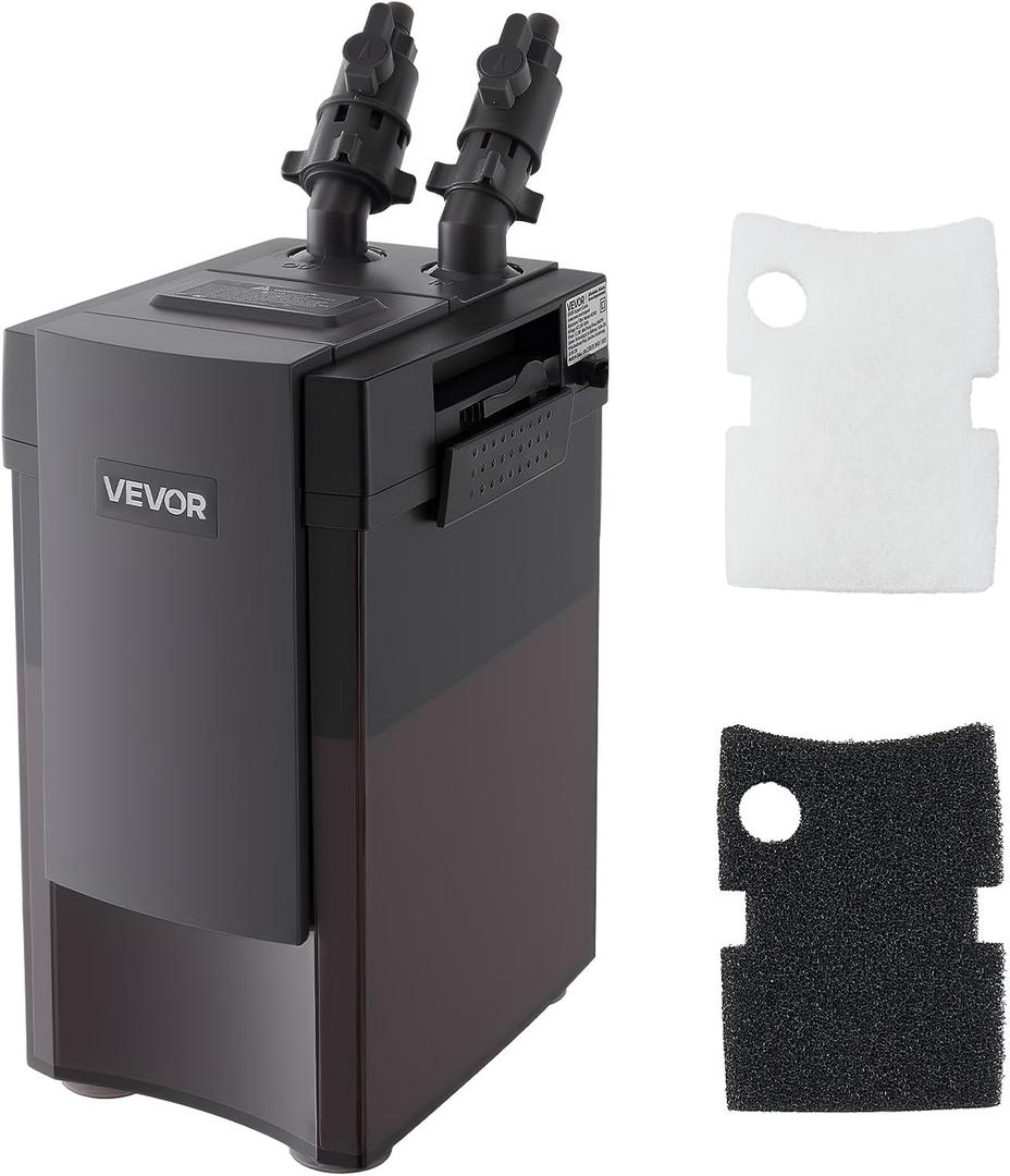 VEVOR 264GPH Canister Filter, 2-Stage External Aquarium Filter with Powerful Pump, Quite Water Circulation Cleaning Machine with Media for Fish Tanks and Aquariums Up to 75 Gallons, for Freshwater