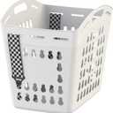 United Solutions Hands-Free Laundry Tote with Adjustable and Removable Strap, Easy to Carry Plastic Laundry Hamper with Ventilated Design, Lightweight, Large Capacity, White