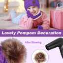 Senker Fashion Kids Winter Beanie Hat Scarf Gloves Set for Girls Boys Knit Warm Pompom Toddler Hats Mittens Neck Warmer (Purple)