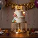 Cake Stand for Dessert Table 12 Inch Gold Crystal Pendants Metal Cake Stand Serves as A Round Dessert Cupcake Display Plate for Table, Wedding, Party, Event