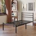 Yicensen Twin Bed Frames with Headboard and Footboard | 14 Inch Metal Twin Size Bed Frame with Steel Slat Support, No Box Spring Needed, Noise Free, Easy Assembly, Black