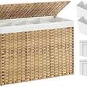 SONGMICS Laundry Hamper with Lid, 200L 4-Section Wicker Basket, 6 Mesh Bags | Clothes Hamper, 2 Removable Liner Bags, 33.9 x 15.8 x 24 Inches, Natural, ELIOTT Collection ULCB452Y01
