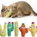 5 Pack Cactus Catnip Toys, 100% Pure Organic Catnip Filled Toys for Indoor Cats, Interactive Plush Chew Fun Without Cotton, Teething Soft Pet Toys for Kittens Kitty