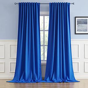 DUALIFE Royal Blue Curtains Room Darkening Curtains, Rod Pocket and Back Tab Thermal Insulated Drapes 52x102 Inch, Set of 4 Panels