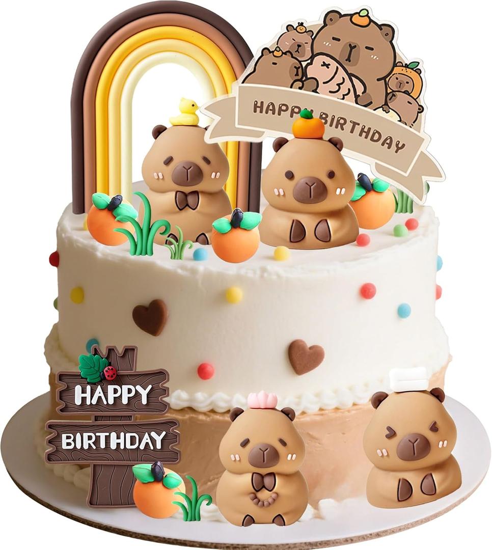 Capybara Cake Toppers Mini Blowfish Party Supplies for Capybara Birthday Party Supplies Shower Favors
