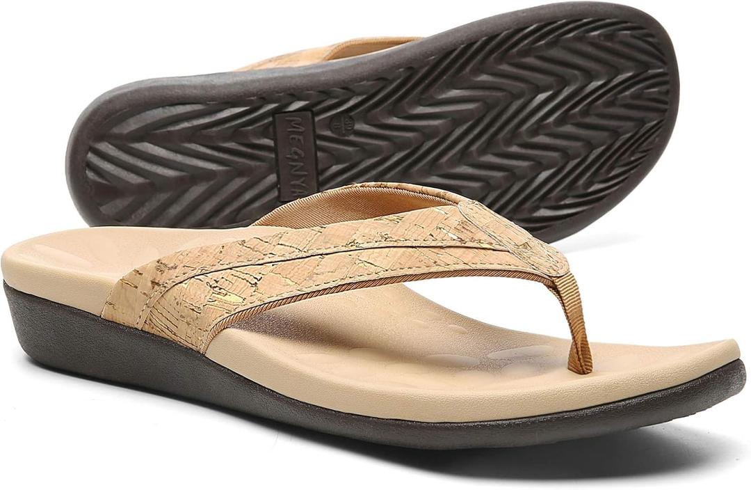 MEGNYA Women's Flip Flops, Comfortable Women Walking Sandals, Arch Support Indoor Office Working House Summer Outdoor Travel Camping Sandals, Size 11