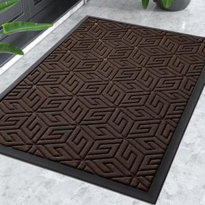 Yimobra Front Door Mat Outside Entrance, 36x24, Waterproof All-Season Weather Doormat, Non Slip Natural Rubber, Stain and Fade Resistant, Indoor Outdoor Entryway Welcome Mat, Easy Clean Patio, Brown