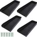 Creative.C 4 Pack Rain Gutter Downspout Splash Block,Rain Diverter Downspout, Downspout Diverter, Gutter Downspout Extensions for Cement Floor Lawn Ground (Black)