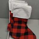 6 Pack Christmas Stockings Bulk, 18 Inch Large Red Black Buffalo Plaid Fireplace Hanging Stockings for Family Holiday Xmas Party Decoration