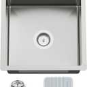 18x18 In Undermount Kitchen And Bar Sink- Stainless Steel Single Bowl Kitchen Sink Modern Drop In Bar Sink With Silicon Mat,Drain Strainer Set Compatibility With Various Kitchen & Bar Style