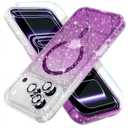 Choiche Magnetic for iPhone 17 Pro Case Compatible with MagSafe, Women Cute Glitter Sparkly Phone Case with Diamond Camera Lens Protectors, Military-Grade Drop Protection 6.3" (Clear/Purple)