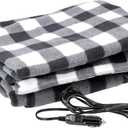 Heated Blanket - 12-Volt Electric Blanket for Car, Truck, SUV, or RV - Portable Winter Car Accessories for Camping or Travel by Stalwart (Black Plaid)