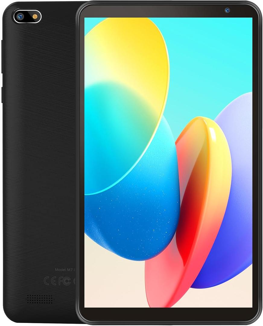Tablet 7 inch, Android OS Reading Tablet, 32GB Storage, Quad Core, 1024x600 HD IPS Display, 2.0 MP Rear Camera, Wi-Fi, Bluetooth, Black