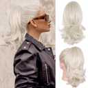 ZQIAN BEAUTY Claw Clip Ponytail Extension - 14 Inch Curly Ponytail Extension, Wavy Pony Tails Hair Extensions, Synthetic Hair Extensions Ponytail, Clip On Ponytails for Women (Color: Platinum Blonde)