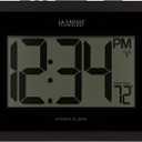 La Crosse Technology 513-54087-INT Atomic Digital Wall Clock with Indoor Temperature (Black)