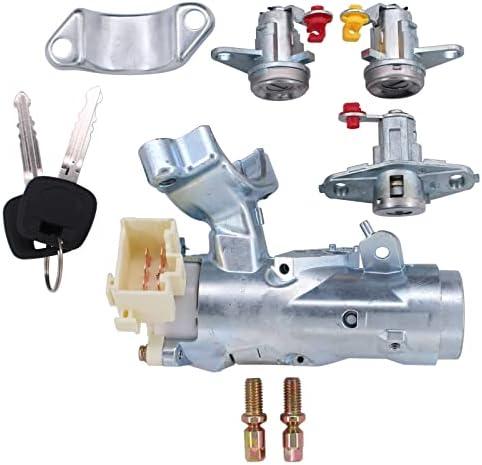 MOTOKU Set of 5 Ignition Steering Switch with Bracket Keys Left Driver Right Passenger Side Door Lock Cylinder and Tailgate Lock for Toyota Corolla 1997-2002 RAV4 1998-2000