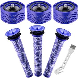 Funmit 3 HEPA Filter & 3 Pre Filter Replacement for Dyson V6 Absolute Cordless Stick Vacuums, Compared to Part # 965661-01 & 966741-01