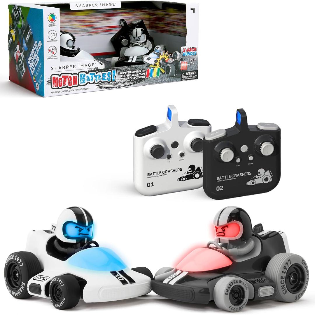 Sharper Image Motor Battles RC Team Battle Racers Remote Control Combat Cars with LED Lights & Damage Indicators for Multiplayer Action| RC Stunt Bumper Car Fighting Game| Toy Gift for Boys Kids, 16.3 inches