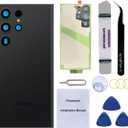 Rear Back Glass Replacement Compatible with Samsung Galaxy S23 Ultra 6.8-inches with Reparing Tool Kit (Phantom Black)