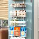 Bunoxea 6-Tier Over The Door Pantry Organizer,Hanging Spice Rack,Over Door Adjustable Basket with Handle,Pantry Organization And Storage, Laundry Room,Bathroom,Large Capacity,D5.3xW15.7xH60.9in (White)