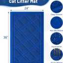 Smiry Cat Litter Box Mat 36x24, Non-Slip Water Resistant Litter Trapping Mat, Easy Clean Less Waste and Urine-Locking Cat Carpet for Indoor, Blue