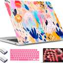 TWOLSKOO Compatible with M4 MacBook Air 13.6 inch Case 2025-2022 Release M4 A3240 M3 A3113 M2 A2681, Plastic Hard Shell & Keyboard Cover & Type C Adapter & Screen Protector, Bright Abstract Florals