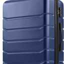 Sweetcrispy Carry on Luggage, Hard Shell ABS Suitcase with Double Spinner Wheels, Lightweight Expandable Rolling Suit Case with TSA Lock, 24 Inch Navy Blue