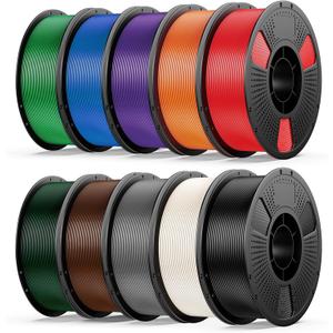 UJOY3D 10kg Hyper PLA+ 3D Printer Filament Bundle, Upgraded PLA+ Filament 1.75mm, 1kg Spool 10 Pack, Black+Cream White+Grey+Red+Cobalt Blue+Green+Christmas Green+Orange Yellow+Coffee Brown+Iris Purple