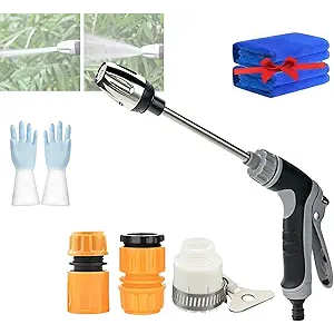 2026 New Heavy Duty Garden Hose Nozzle, Handheld Cordless Power Washer with 360° Rotating Nozzle and 3 Spray Modes,Durable Stainless Steel for Car Washing,Driveway & Patio Cleaning