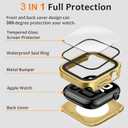 Amizee Metal Case Compatible with Apple Watch Series 11/10 42mm Case with Built-in Screen Protector, Straight Edge Ultra Thin with Back Cover Protective Cover for iWatch 42mm, Gold