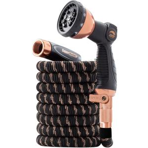 Pocket Hose 50 FT Copper Bullet Expandable Hose w/Thumb Spray Nozzle, AS SEEN ON TV, 650psi 3/4in Solid Copper Anodized Aluminum Fittings Lead-Free Lightweight No-Kink Garden Hose