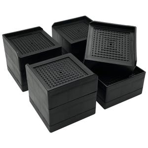 Furniture Risers 4 inch, Heavy Duty Furniture Elevator in Heights of 1.5, 3 or 4 Inch，Rectangle Raising Blocks for Bed, Couch, Desk, Sofa, Tables,Support Up to 1,300 Lbs (4 Pack-Black)