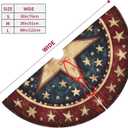 Farmhouse July 4th American Flag Patriotic Star Wooden Christmas Tree Skirt 36 Inch Mat Funny Party Holiday Festive Decor Supplies for Home Occasion Ornament Decorations
