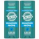 Toms of Maine Mountain Spring Natural Deodorant for Men and Women, Aluminum Free, 3.25 oz, 2-Pack 
