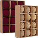 Vinsot 24 Pcs Velvet Christmas Ornaments Balls 2.36 Inch Flocked Christmas Tree Ball Hanging Ornaments Velvet Christmas Baubles for Xmas Party Wedding Home Decor(Khaki, Burgundy)