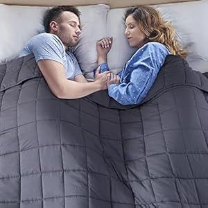yescool Weighted Blanket for Adults (20 lbs, 88 x 104, Grey) Cooling Heavy Blanket for Sleeping Perfect for 190-210 lbs, Queen Size Breathable Blanket with Premium Glass Bead, Machine Washable
