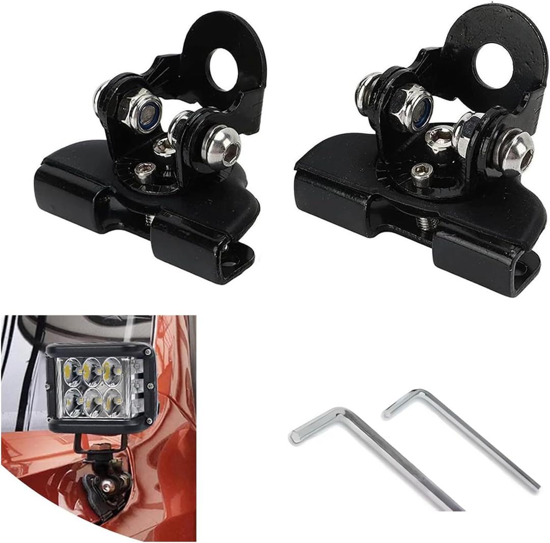 ijuicy 2 PCS Led Light Bar Mounting Brackets, Adjustable Hood Led Work Light Mount Bracket, Off Road Accessories, Ditch Light Brackets for Off Road Truck (Black)