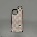 Petitian for iPhone 15 Wallet Case - Women Girls Cute Girly Aesthetic Unique Design Leather Credit Card Holder Phone Cover Stand Wristband for iPhone 15, Khaki Checkered