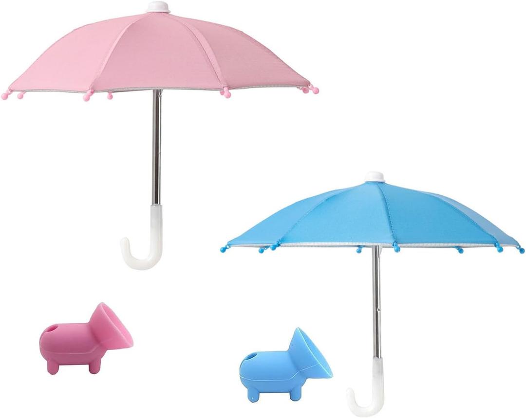 2Pack Phone Umbrella, Cell Phone Umbrella for Sun Shade Mobile Phone Holder with Universal Adjustable Cute suction Cup For Outdoor, Beach