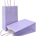 AZOWA Gift Bags Large Kraft Paper Bags with Handles (10.6 x 8.7 x 4.3 in, Light Purple Color, 50 Pcs)