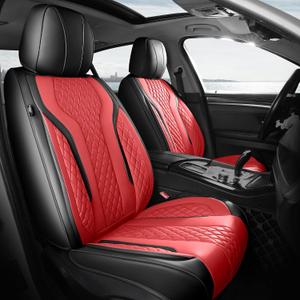 Leather Car Seat Covers Full Set, Breathable Faux Leather Seat Covers for Cars SUV Sedan Waterproof Black/Red