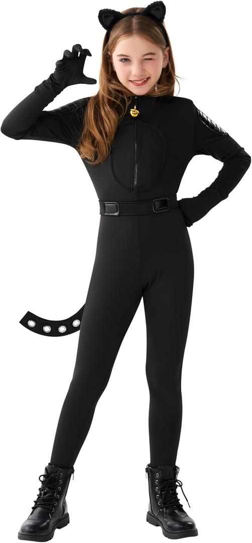 Spooktacular Creations Black Cat Costume for Girls, Kids Cat Outfit Set with Tail, Child Halloween Costume for Cosplay Party (Medium(8-10 yrs)) Spooktacular Creations Black Cat Costume for Girls, Kids Cat Outfit Set with Tail, Child Halloween Costume for Cosplay Party (Medium(8-10 yrs))
