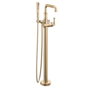 Delta Broderick Floor Mount Tub Filler Trim (Less Handle), 1.75 gpm, Lumicoat Champagne Bronze | Model: T4784-CZ-PR-LHP-FL