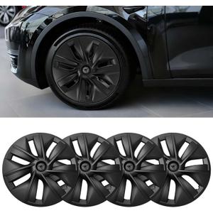 Wheel Covers 19 Inch for Tesla Model Y 2024 2023 2022 2021,Hubcaps Rim Protector Replacement ABS Material Tesla Model Y Accessories (4-Piece Set)
