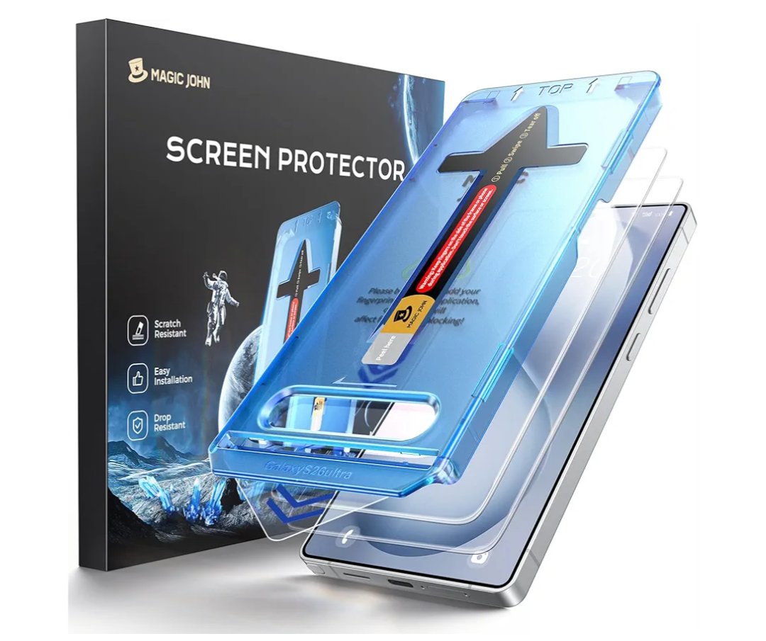 MAGIC JOHN for Samsung Galaxy S26 Ultra Screen Protector 6.9 inch, Fast Easy Installation, Auto Dust-Elimination, 9H Tempered Glass HD, Fingerprint Unlock, Bubble Free, Anti-Scratch, 2 PACK
