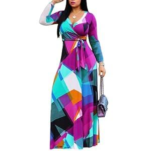FANDEE Plus Size Maxi Dress for Women - Casual Summer Sundress V-Neck 3/ 4 Sleeve Black Red 3XL