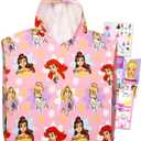 Disney Princess Kids Towel Set for Girls - Bundle with Princess Hooded Bath Towel with Stickers and More | Girls Towel Set